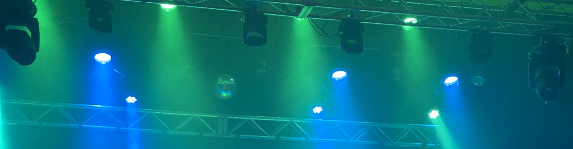 blue and green theater stage lights Roanoke